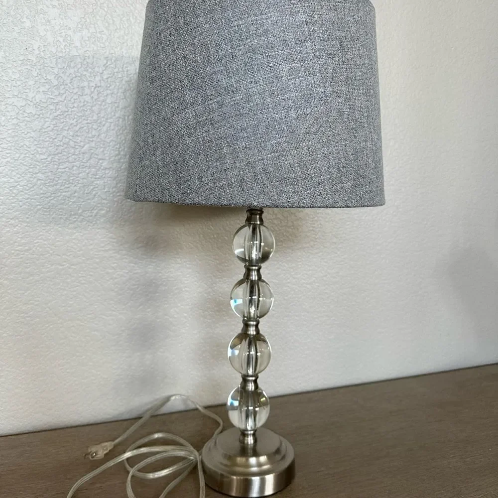 Acrylic Crystal Table Lamp Gray Shade